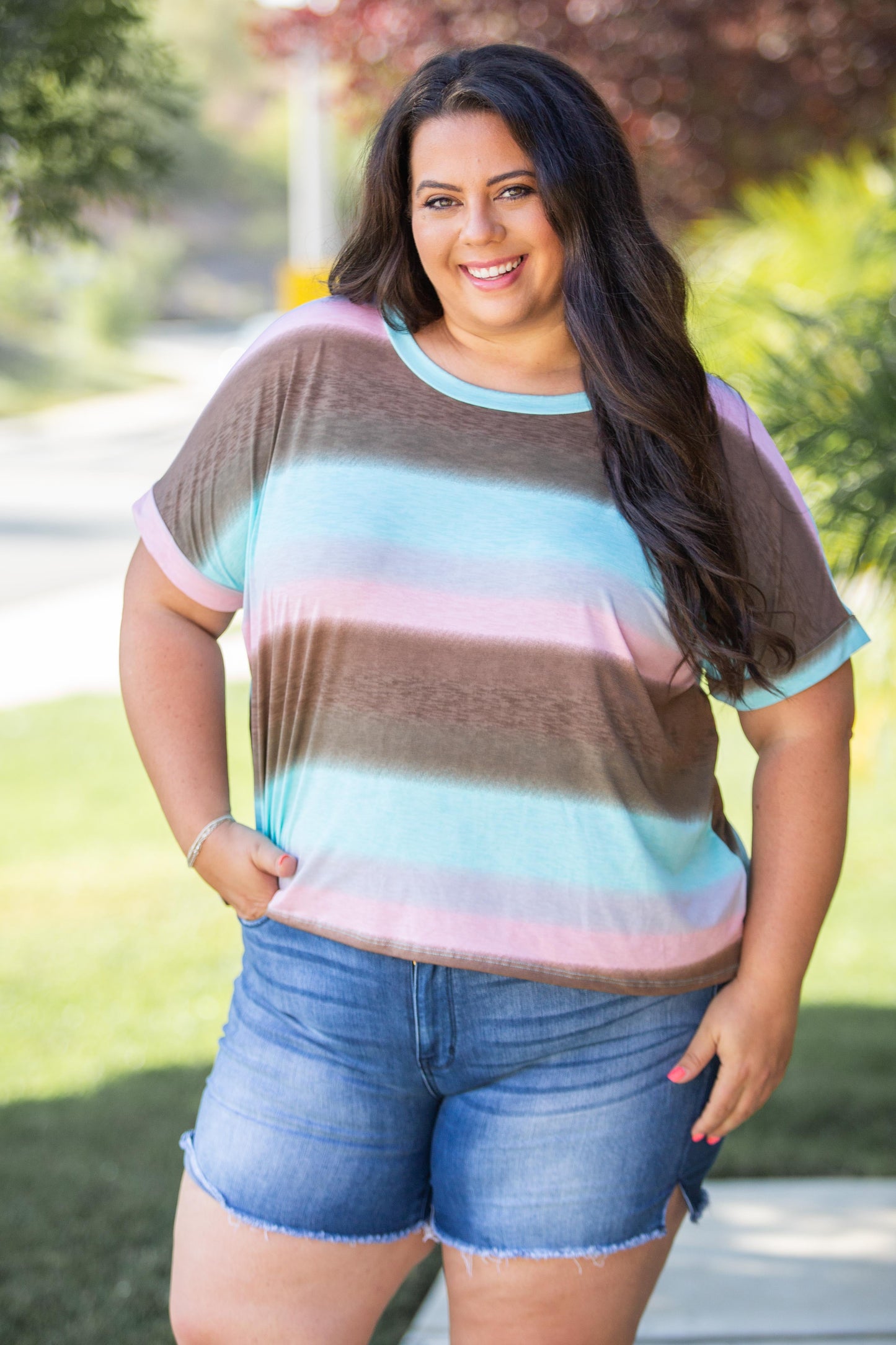 Gradiently Striped Boxy Tee