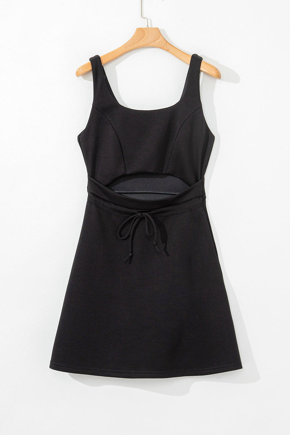 Black Cut Out Front High Waist Tank Mini Dress