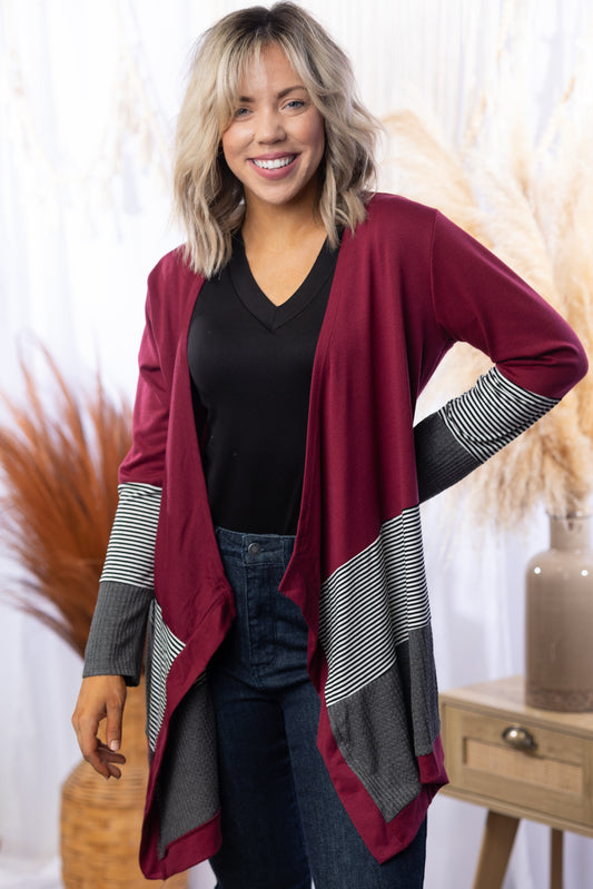 Linear Escape - Burgundy Cardigan